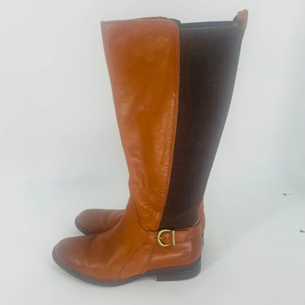 BORN Campbell Tan Leather Knee High Riding Equestrian Boots Size‎ 7 Comfort
